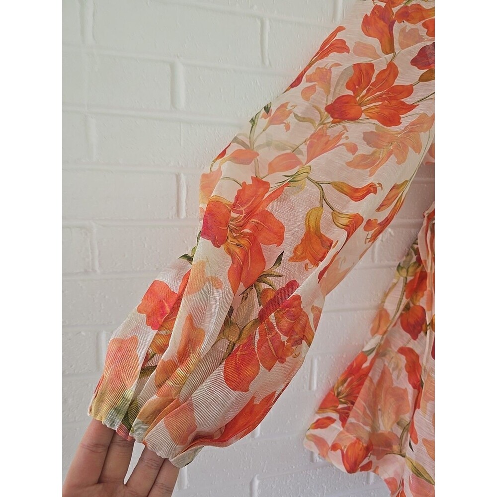 Zimmermann Matchmaker Tranquillity Floral Print Linen Silk Mini Dress Sz. 1/US 6 - Picture 6 of 14